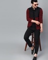 Shop Men's Maroon and Black Color Block Slim Fit Jacket