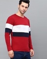 Shop Men's Red and White Color Block Slim Fit T-shirt-Design