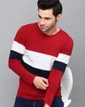 Shop Men's Red and White Color Block Slim Fit T-shirt