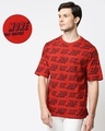 Shop Men's Red AOP Oversized T-shirt-Front