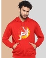Shop Men's Red Astronaut on Moon Graphic Printed Hoodie-Front