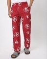Shop Men's Red Avengers Broken Logo Printed Pyjamas-Front