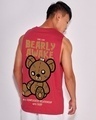 Shop Men's Red Bearly Awake Graphic Printed Oversized Vest-Design