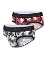 Shop Pack of 2 Men's Red & Black Camo Printed Cotton Briefs-Front