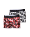 Shop Pack of 2 Men's Red & Black Camo Printed Cotton Trunks-Front