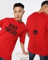 Shop Men's Red Black Panther Typography Oversized T-shirt-Front