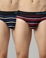 Shop Pack of 2 Men's Red & Black Striped Briefs-Front