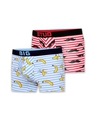 Shop Pack of 2 Men's Red & Blue Striped Cotton Trunks-Front