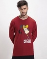 Shop Men's Red Busy Doin Nothing Graphic Printed T-shirt-Front