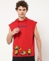 Shop Men's Red Busy Doing Nothing Graphic Printed Oversized Hoodie Vest-Front