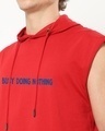 Shop Men's Red Busy Doing Nothing Graphic Printed Oversized Hoodie Vest