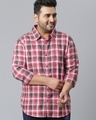 Shop Men's Red Checked Plus Size Shirt-Front