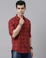 Shop Men's Red Checked Slim Fit Shirt-Design