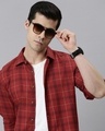 Shop Men's Red Checked Slim Fit Shirt