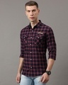 Shop Men's Red Checked Slim Fit Shirt-Front