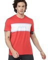 Shop Men's Red Color Block Slim Fit T-shirt-Front