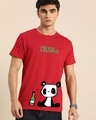 Shop Men's Red Crushed Single Panda Graphic Printed T-shirt-Front