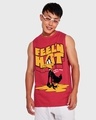 Shop Men's Red Feel'n Hot Graphic Printed Oversized Vest-Front