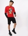 Shop Men's Red Fighter Graphic Printed Doctor Sleeve Oversized T-shirt-Design