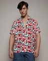 Shop Men's White & Red Floral Printed Relaxed Fit Shirt-Front
