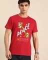 Shop Men's Red Foster Peace Typography T-shirt-Front