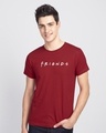 Shop Men's Red Friends Logo Typography T-shirt-Front