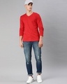 Shop Men's Red Full Sleeve V Neck T-shirt
