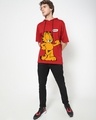 Shop Men's Red Garfield Graphic Printed Oversized Hoodie T-shirt-Design