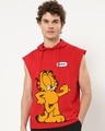 Shop Men's Red Garfield Oversized Hoodie Vest-Front