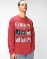 Shop Men's Red Genins Graphic Printed Oversized T-shirt-Front