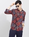 Shop Men's Red Geometric Printed Slim Fit Shirt-Full