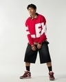 Shop Men's Red Typography Oversized Sweatshirt