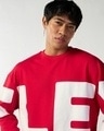 Shop Men's Red Typography Oversized Sweatshirt