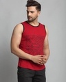Shop Men's Red Graphic Printed Slim Fit Vest-Design