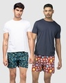 Shop Pack of 2 Men's Red & Green All Over Printed Boxers-Front