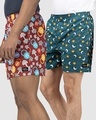 Shop Pack of 2 Men's Red & Green All Over Printed Boxers-Design