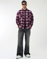 Shop Men's Burgundy & Grey Checked Oversized Shirt-Full