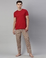 Shop Men's Red & Grey Printed Cotton T-shirt & Pyjamas Set-Front