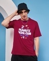 Shop Men's Cherry Red Hang In Around Graphic Printed Oversized T-shirt-Front