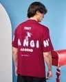 Shop Men's Cherry Red Hang In Around Graphic Printed Oversized T-shirt-Full