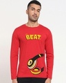 Shop Men's Red Headphone Beat Graphic Printed T-shirt-Front