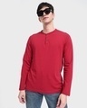 Shop Men's Red Henley T-shirt-Front