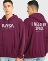 Shop Men's Red I Need My Space NASA Typography Oversized Hoodie-Front