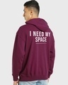 Shop Men's Red I Need My Space NASA Typography Oversized Hoodie-Full