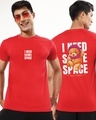 Shop Men's Red I Need Some Space Teddy Graphic Printed T-shirt-Front
