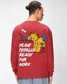 Shop Men's Red Lazy Garfield Graphic Printed Oversized T-shirt-Design