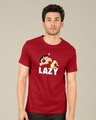 Shop Men's Red Lazy Shinchan Graphic Printed T-shirt-Front
