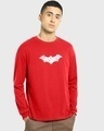 Shop Men's Red Logo Batman Graphic Printed Oversized T-shirt-Front