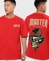 Shop Men's Red Master Graphic Printed Oversized T-shirt-Front