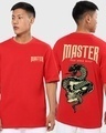 Shop Men's Red Master Graphic Printed Oversized T-shirt-Front